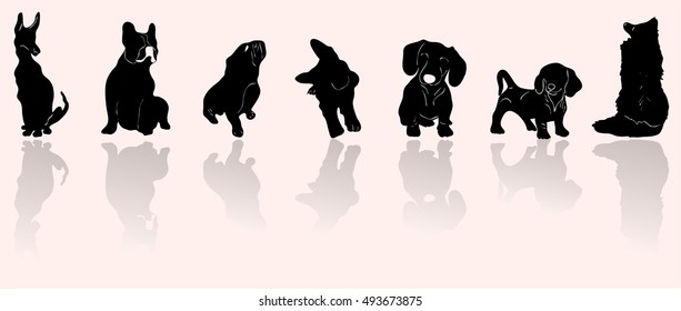 Set of Vector Silhouettes of dogs