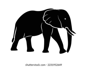 Set of vector silhouettes of elephants. Elephant in various poses-vector illustration