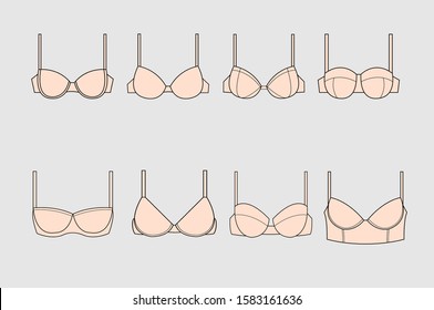 Set Vector Silhouettes Female Bras Beautiful Stock Vector (Royalty Free ...