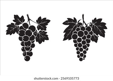 Set of vector silhouettes of grapes. Wine icon vector illustration design isolated on white background.