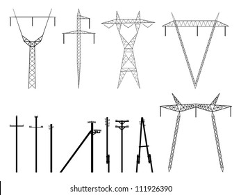 Set Vector Silhouettes High Voltage Electric Stock Vector (royalty Free 