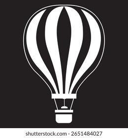A set of vector silhouettes of hot air balloons isolated on a white background.