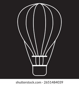 A set of vector silhouettes of hot air balloons isolated on a white background.