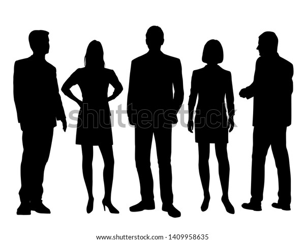 Set Vector Silhouettes Men Women Group Stock Vector Royalty Free