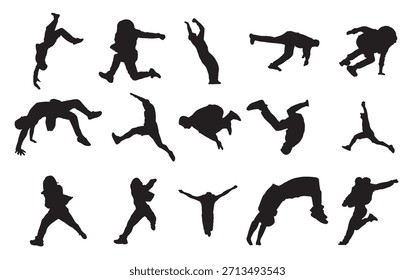 set vektor silhouetten parkour illustration