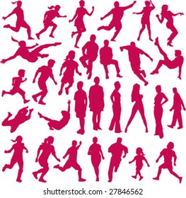 Set of vector silhouettes of people in sports