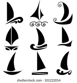 Set of vector silhouettes of ships