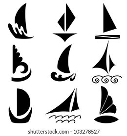 Set of vector silhouettes of ships