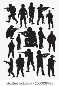 conjunto de siluetas vectoriales de los soldados