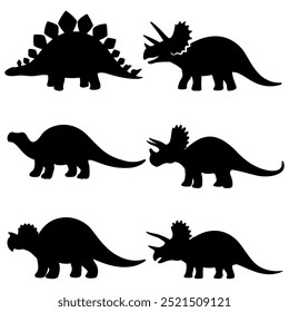 Conjunto de siluetas de Vector de los dinosaurios Triceratops.