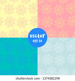 Set of vector simple backgrounds with flowers. Made in four colors