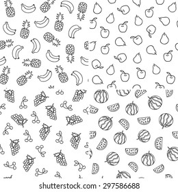 Set of vector simple colorful seamless patterns - different fruits