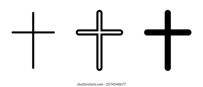 set of vector simple crosses in flat style on white background