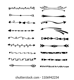 Set of vector  simple hand drawn text separators.