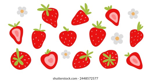 Set of vector simple illustration strawberry