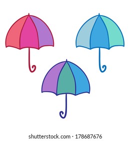 Set of vector simple umbrellas