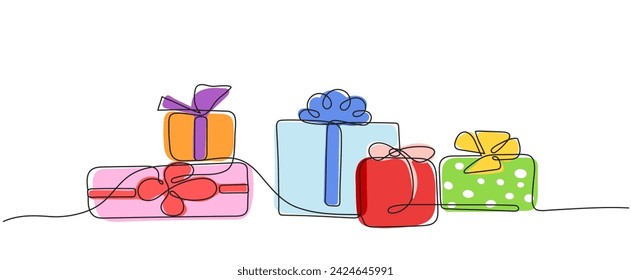 Set of vector simplified gift boxes in minimalist style