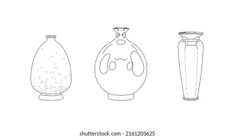 set of vector sketch ceramic vase 