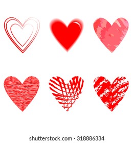 Set of vector sketch hearts.Set of hand drawn hearts. Vector grunge style icons collection.