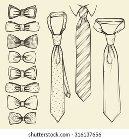 set of vector sketched ties and bows