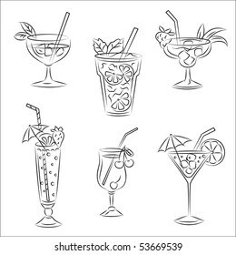 Set of vector sketches " Party cocktails"