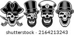 a Set of vector skulls characters such as pirate, sailor and others, these illustrations can be used as t-shirt prints