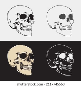 A set of vector skulls. Stylish human skulls for creating prints, stickers and other designs