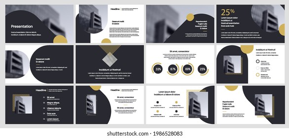 Conjunto de diapositivas vectoriales para presentaciones e informes. Elementos geométricos con infografía de diseño mínimo sobre fondo blanco. Se puede utilizar para folletos, folletos, folletos, banners, interfaces web.