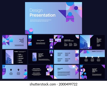 Conjunto de diapositivas vectoriales para presentaciones e informes. Elementos geométricos con infografía de diseño mínimo sobre fondo blanco. Se puede utilizar para folletos, folletos, folletos, banners, interfaces web.