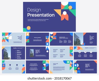 Conjunto de diapositivas vectoriales para presentaciones e informes. Elementos geométricos con infografía de diseño mínimo sobre fondo blanco. Se puede utilizar para folletos, folletos, folletos, banners, interfaces web.