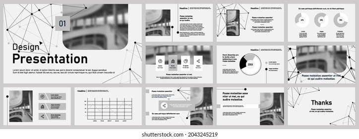 Conjunto de diapositivas vectoriales para presentaciones e informes. Elementos geométricos con infografía de diseño mínimo sobre fondo blanco. Se puede utilizar para folletos, folletos, folletos, banners, interfaces web.