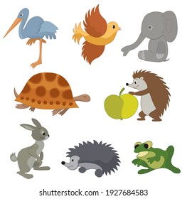set of vector small cartoon animals