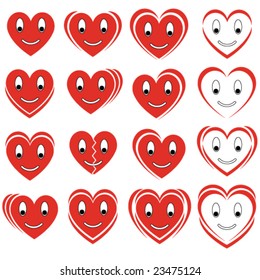 set of vector smile hearts