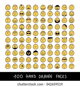 Set of vector smiley faces. Funny characters.
