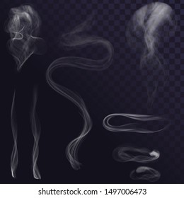 Set of vector smoke effects, smoke, steam, air flows