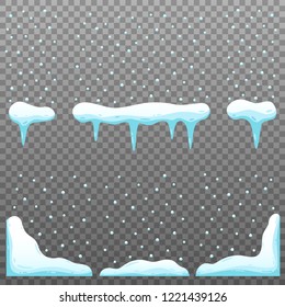 Set of vector snowdrift, cartoon snow element decor pattern