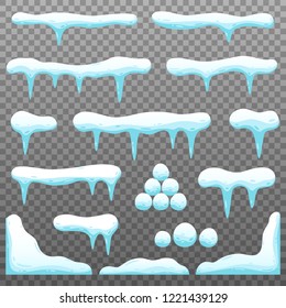 Set of vector snowdrift, cartoon snow element decor pattern
