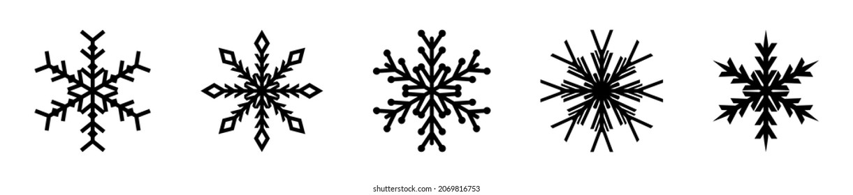 Set of vector snowflake icons isolated on a white background