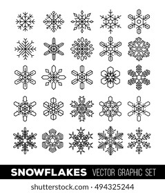 set of vector snowflakes. abstract geometric shape