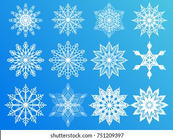 Set of vector snowflakes  for cards, prints, flyers, banners, invitations, patterns.