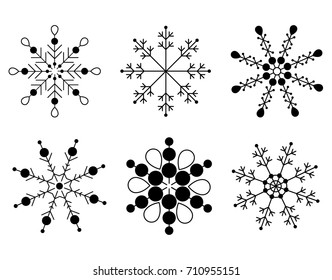 set of vector snowflakes. Chistmas icons.