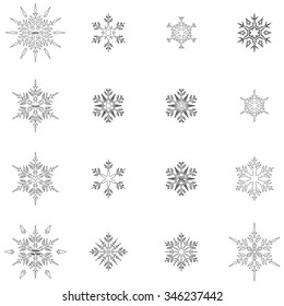 Set of vector snowflakes for christmas background.