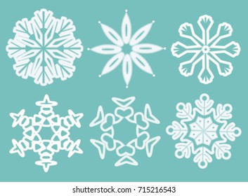 Set of vector snowflakes for christmas background or greeting cards. Frosted snowflake set.