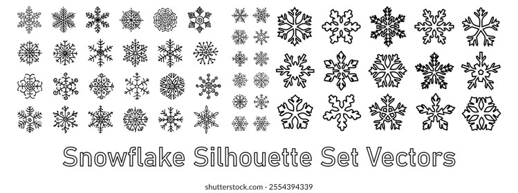 Set vector snowflakes. Collection of snowflake winter decoration. Isolated background