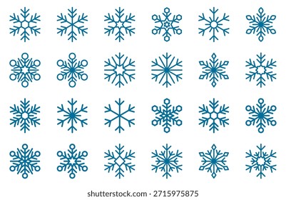 Set vector snowflakes. Collection of snowflake winter decoration. Vector illustration.
