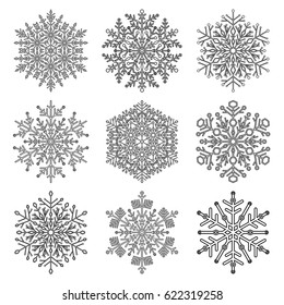 Set of vector snowflakes. Fine winter ornament. Snowflakes collection. Snowflakes for backgrounds and designs
