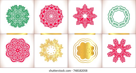  Set of vector snowflakes. Hand drawn vector stars and snowflakes