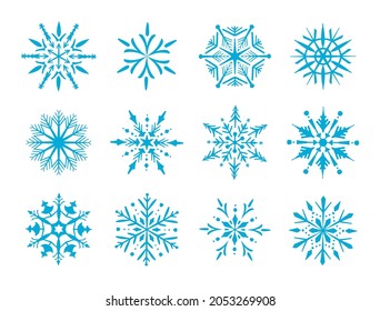 Set of vector snowflakes icon. Beautiful elements for Christmas and New Year design.