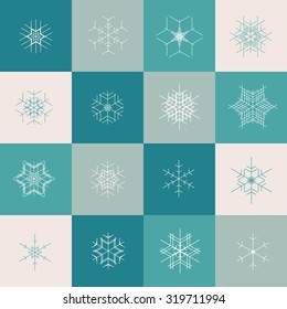 Set of vector snowflakes. Snowflakes icon collection.