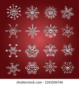 set of vector snowflakes icon, vector illustration.